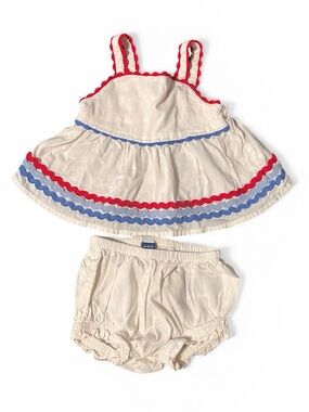Old Navy Cream Tank & Bloomers Set with Red and Blue Trim
